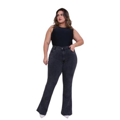 Imagem de Calça Jeans Flare Plus Size Marmorizada com bolso e com lycra