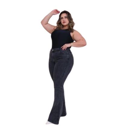 Imagem de Calça Jeans Flare Plus Size Marmorizada com bolso e com lycra