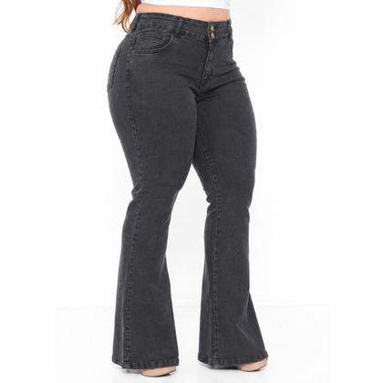 Imagem de Calça Jeans Flare Plus Size Marmorizada com bolso e com lycra