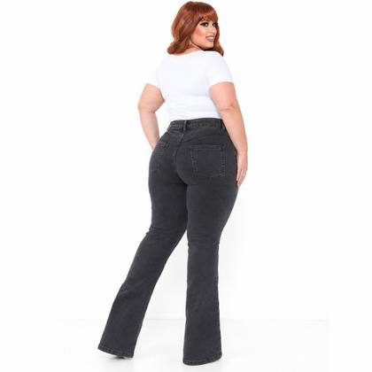 Imagem de Calça Jeans Flare Plus Size Marmorizada com bolso e com lycra