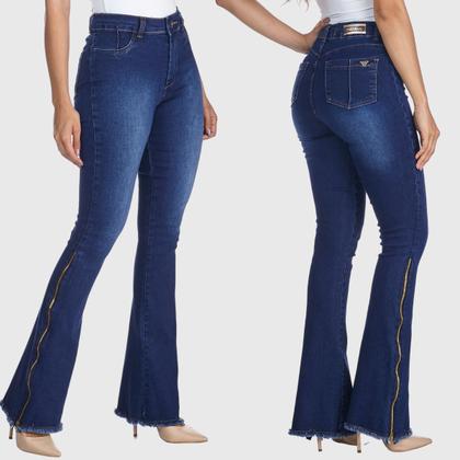 Imagem de Calça Jeans HNO Jeans Flare Com Barra Desfiada Azul