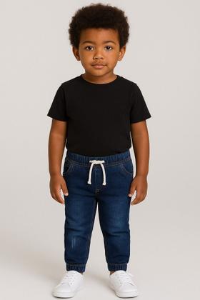 Imagem de Calça Jeans Infantil Juvenil Jogger Punho Elástico Cores