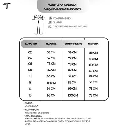 Imagem de Calça Jeans Infantil Juvenil Premium Menino Sarja 02-16 Anos