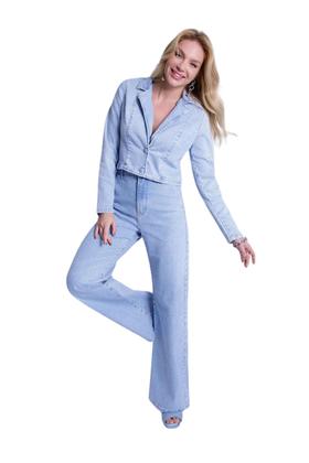 Imagem de Calça Jeans Lunender Wide Leg Cintura Alta Azul Claro