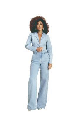 Imagem de Calça Jeans Lunender Wide Leg Cintura Alta Azul Claro