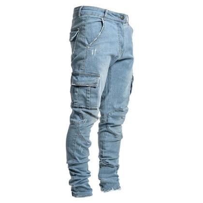 Imagem de Calça jeans masculina casual com bolso lateral - 1UN