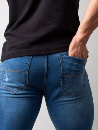Imagem de Calça jeans masculina lavagem clara com elastano