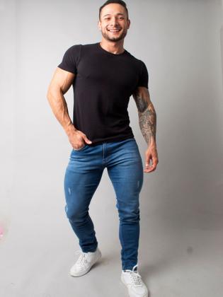 Imagem de Calça jeans masculina lavagem clara com elastano