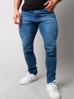 Imagem de Calça jeans masculina lavagem clara com elastano