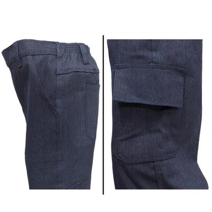 Imagem de Calça Jeans Masculina Meio Elástico Bolso Cargo