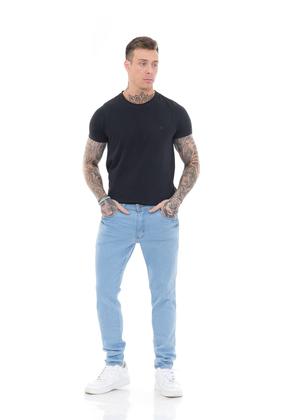 Imagem de Calça Jeans Masculina Super Skinny Délavé Comfort  Premium  - Azul Claro