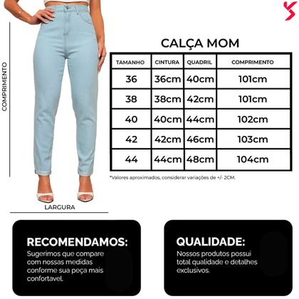 Imagem de Calça Jeans Mom Feminina Cintura Alta Tendência Moda Gringa