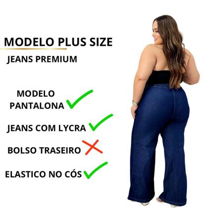 Imagem de Calça Jeans Pantalona Linha Plus Size com lycra Cintura Alta
