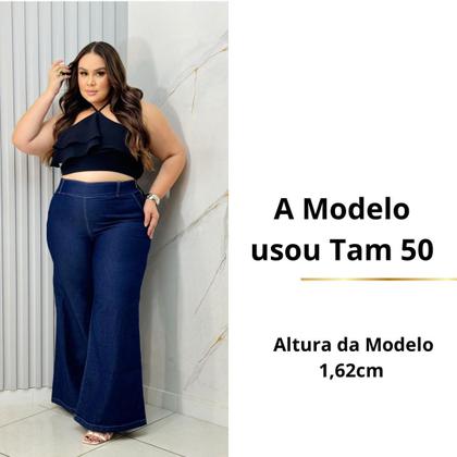 Imagem de Calça Jeans Pantalona Linha Plus Size com lycra Cintura Alta