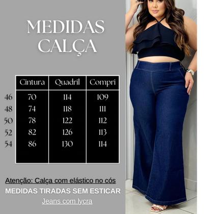 Imagem de Calça Jeans Pantalona Linha Plus Size com lycra Cintura Alta