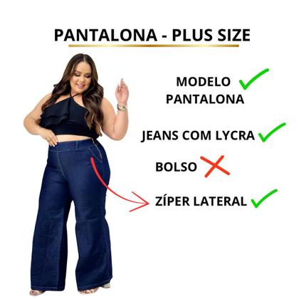 Imagem de Calça Jeans Pantalona Linha Plus Size com lycra Cintura Alta