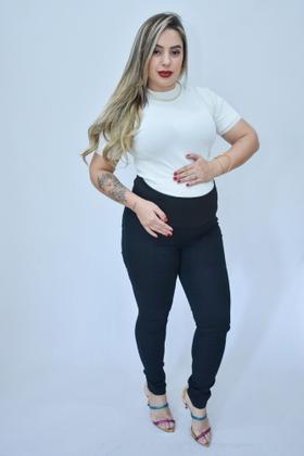 Imagem de Calça jeans skinny preta com lycra gestante maternidade Modinha Vip