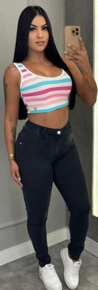 Imagem de Calça Jeans Skinny Preta Com Lycra Pimenta Original