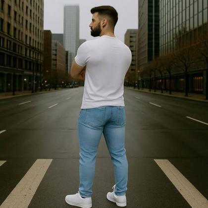 CALÇA Jeans Skinny RASGADA Masculina Slim Elastano Sport 484