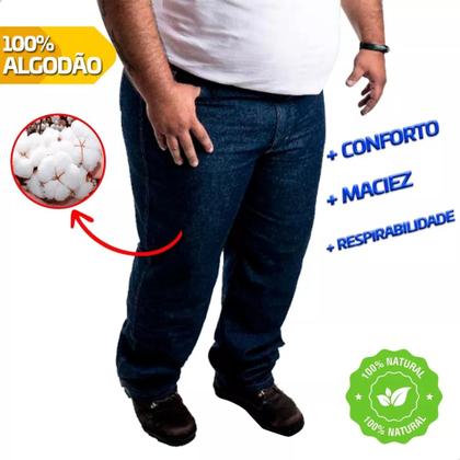 Imagem de Calça Jeans Trabalho Masculina Plus Size Extra 100% Algodão