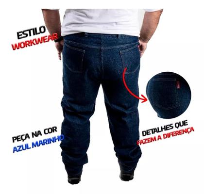 Imagem de Calça Jeans Trabalho Masculina Super Plus Size 100% Algodão