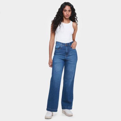 Imagem de Calça Jeans Wide Leg Ecxo Cintura Alta Feminina
