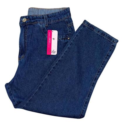 Imagem de Calça Jeans Wide Leg Feminina Cintura Média Barra Desfiada