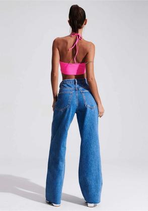 Imagem de Calca jeans wide leg franjas feminina myft