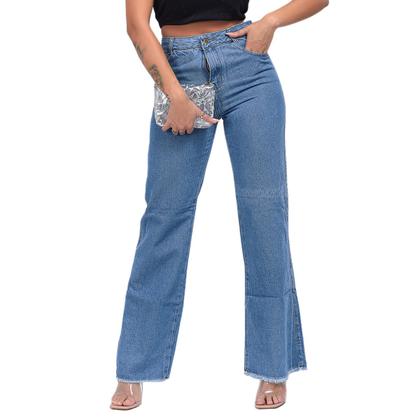 Imagem de Calça Jeans Wide Leg Pantalona Feminina