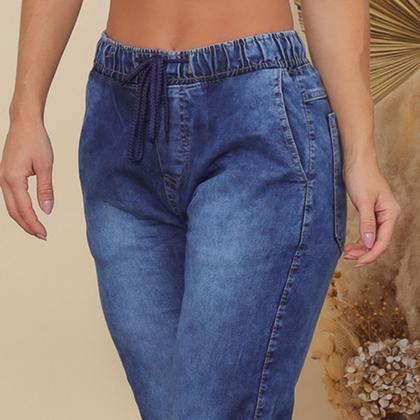 Imagem de Calça Jogger Jeans Feminina Com Elástico