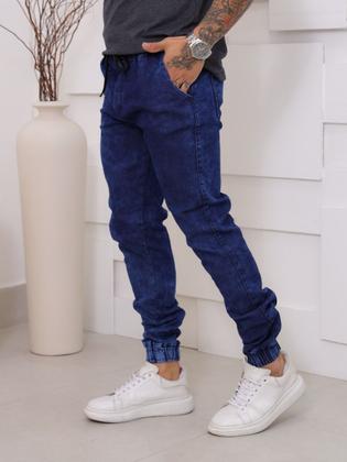 Imagem de Calça Jogger Masculina Camuflada Jeans Com Punho Elástico