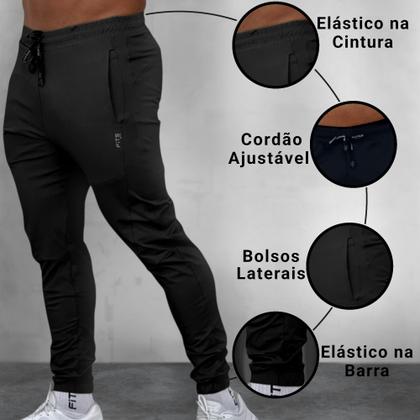 Imagem de Calça Jogger Masculina em Poliamida com Bolsos para Academia