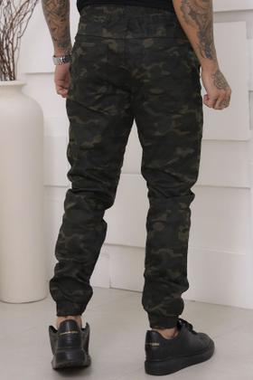 Imagem de Calça Jogger Masculina Sarja Camuflada com Cordão Ajustável