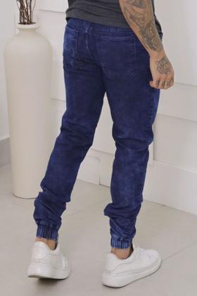 Imagem de Calça Jogger Masculina Sarja Jeans com Cordão Ajustável