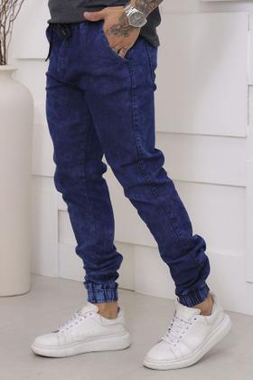 Imagem de Calça Jogger Masculina Sarja Jeans com Cordão Ajustável