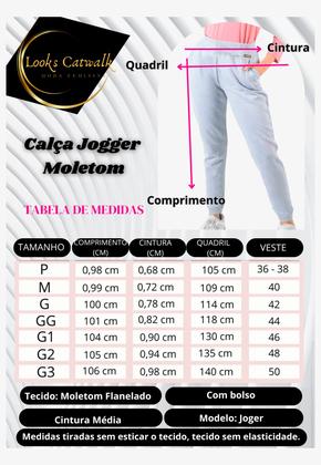 Imagem de Calça Jogger Moletom Feminina Bolso Flanelada Frio Plus Size