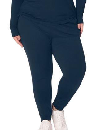 Imagem de Calça Jogger Moletom Malwee 1000098612 Feminina Plus Size Com Stretch Flanelada T. G1/G3