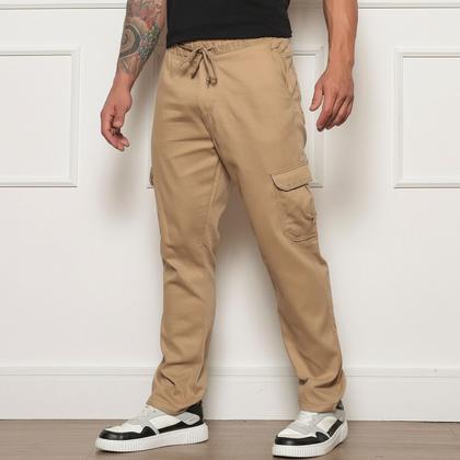 Imagem de Calça Jogger Sarja Cargo Masculina Bege