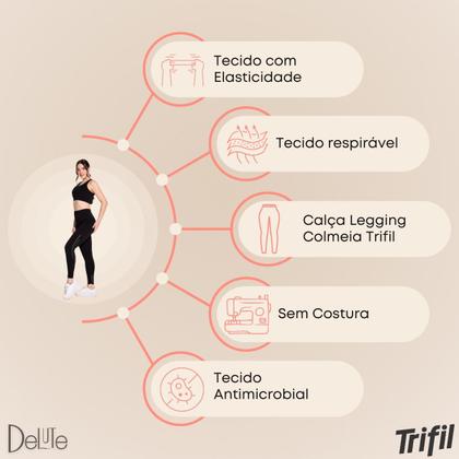Imagem de Calça Legging Colmeia Fitness Trifil Feminina S/ Costura Sport Academia Alta Performance Esportiva