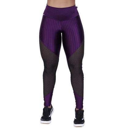 Imagem de Calça Legging Fitness Feminina Cirrê 3D Recortes Tela Cós Alto Orbis