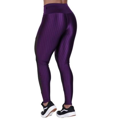 Imagem de Calça Legging Fitness Feminina Cirrê 3D Recortes Tela Cós Alto Orbis