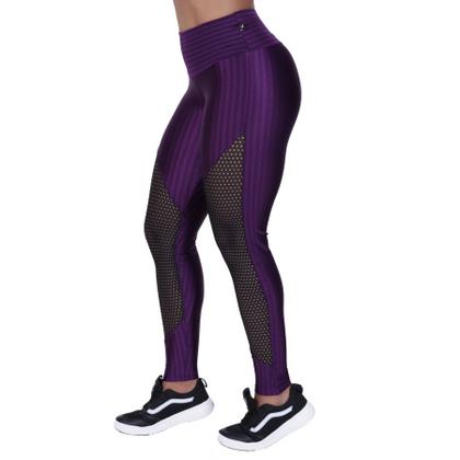 Imagem de Calça Legging Fitness Feminina Cirrê 3D Recortes Tela Cós Alto Orbis