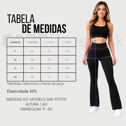 Imagem de Calça Legging Flare Fitness Feminina Cintura Alta Zero Transparência Boca de Sino Bailarina