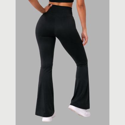 Imagem de Calça Legging Flare Fitness Feminina Cintura Alta Zero Transparência Boca de Sino Bailarina