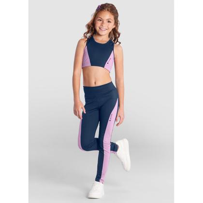 Imagem de Calça Legging Infantil Menina em Malha Active Azul Brandili