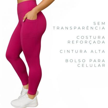 Imagem de Calça Legging LISA com BOLSOS Leg Fitness Academia Corrida Cintura Alta Feminina 1057