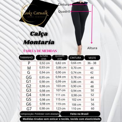 Imagem de Calça Legging Montaria Térmica Grossa Feminina Bolso Preta