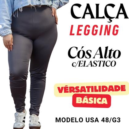 Imagem de Calça Legging Peluciada Básica Cor Lisa Suplex Conforte Leve e Quentinha Moda Outono Inverno Plus Size 3076.C1