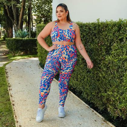 Imagem de Calça Legging Plus Size Cós Alto Estampada de Academia Fitness Ginástica   Fitmoda