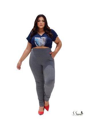 Imagem de Calça Legging Plus Size Montaria Flanelada / Forrada Com Bolsos Frontais